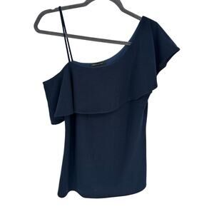 Banana Republic Blue Ruffled One Shoulder Blouse Party Cocktail Formal Vacay S